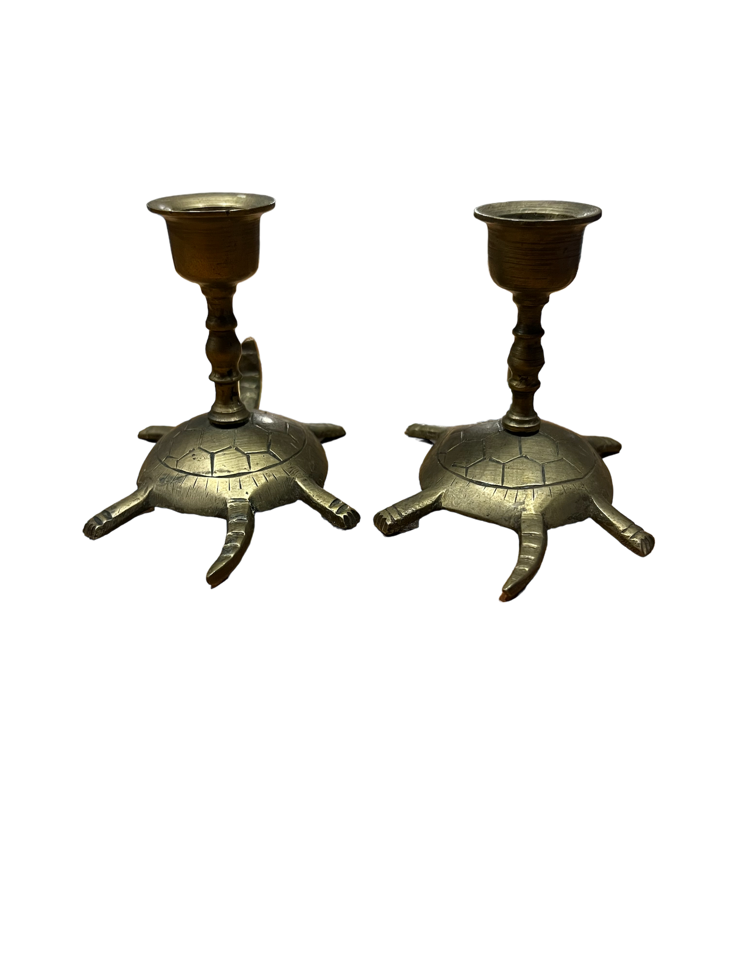 1 pair of Brass Small Turtle Candle holders