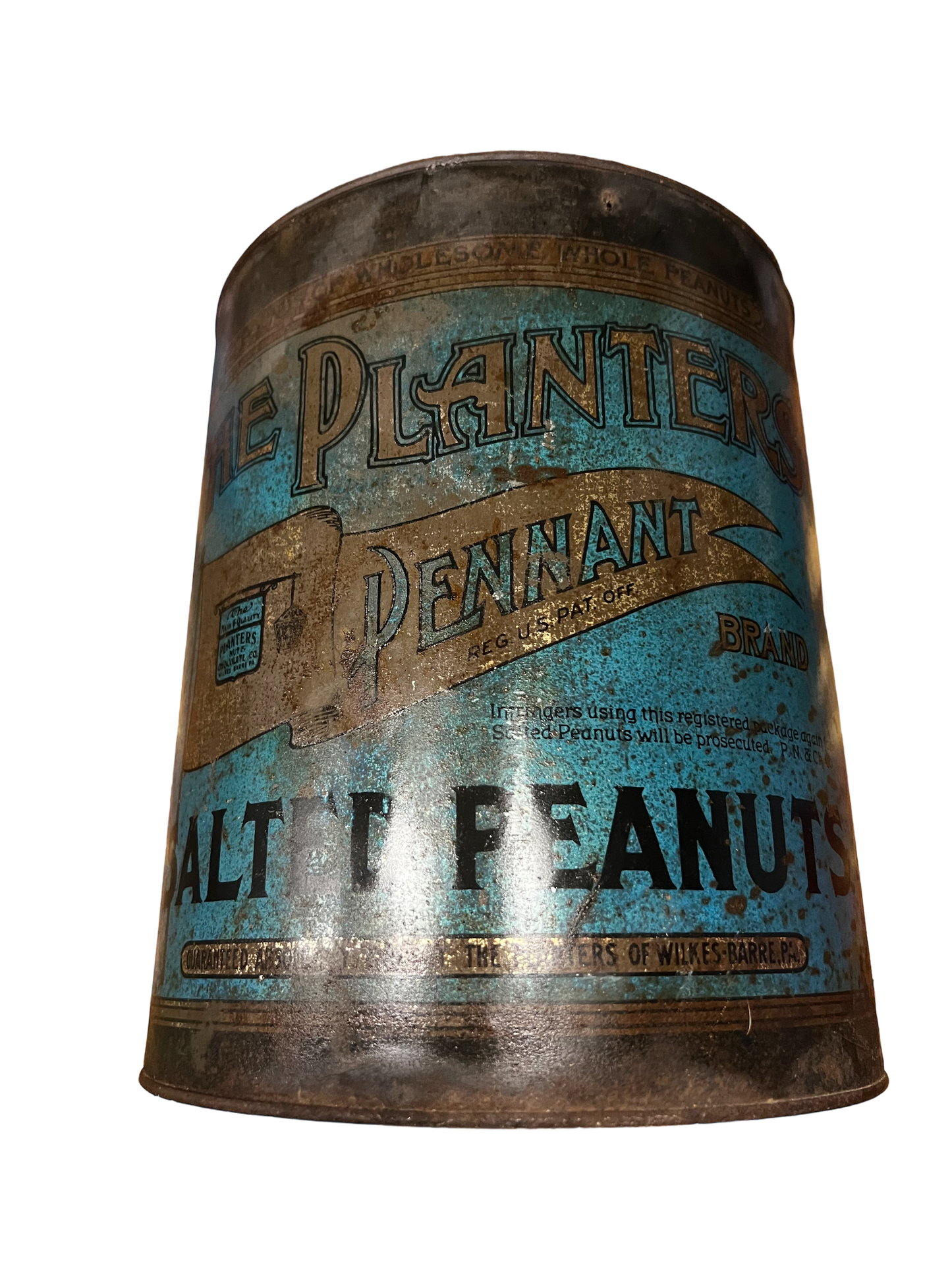 Early Antiques Pennant Planter Peanut Tin Can