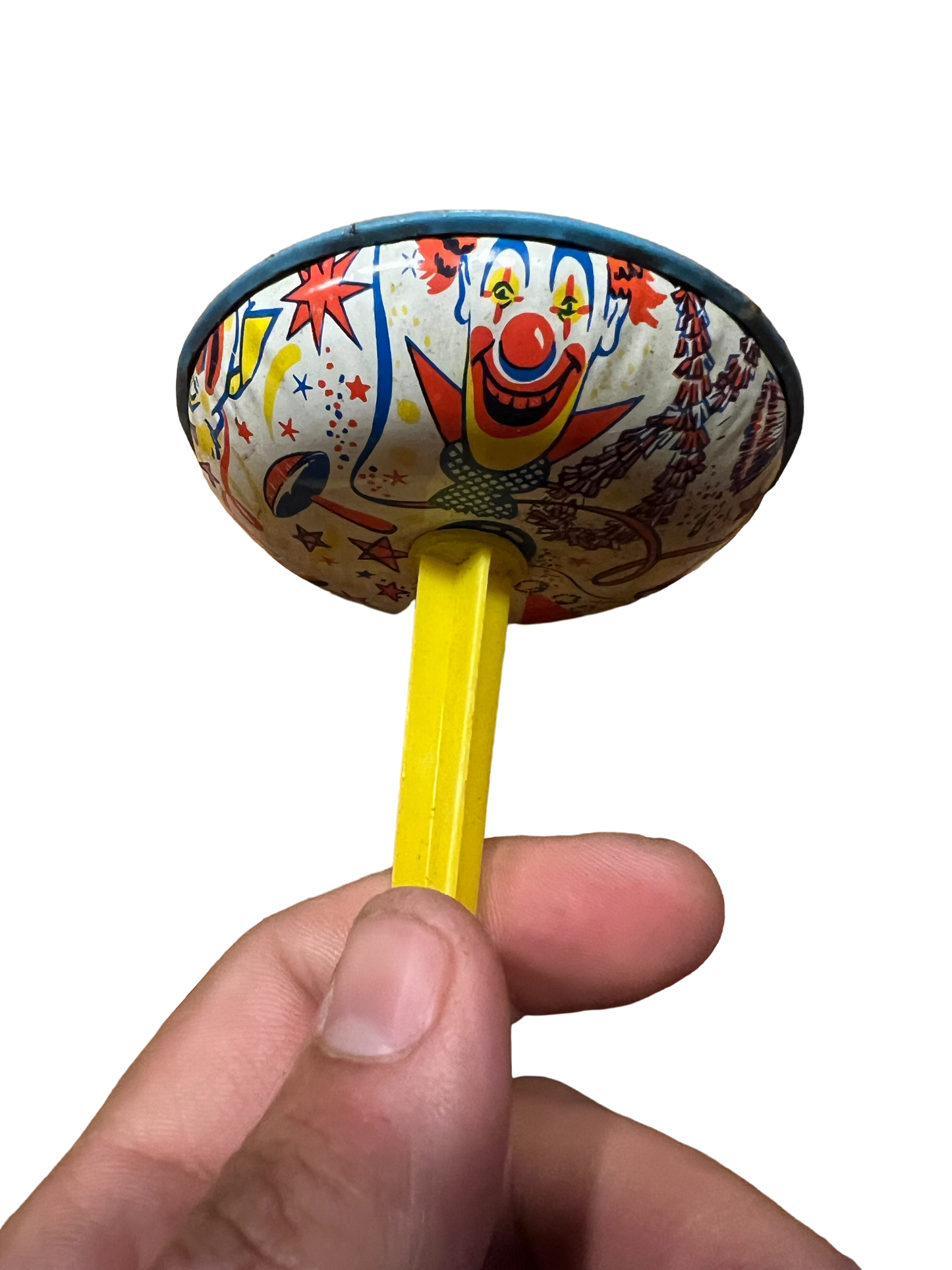 Vintage Tin Litho Toy Noise Maker Clowns Carnival