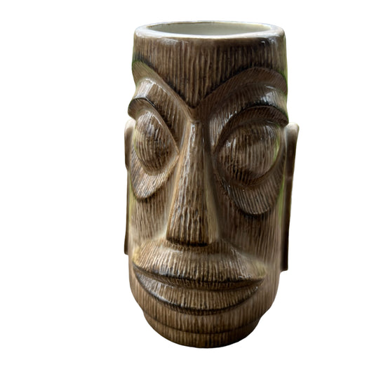 Vintage OMC Otagiri Bug Eyed Moai Brown Wood Grain Vintage Original Tiki Mug Rare