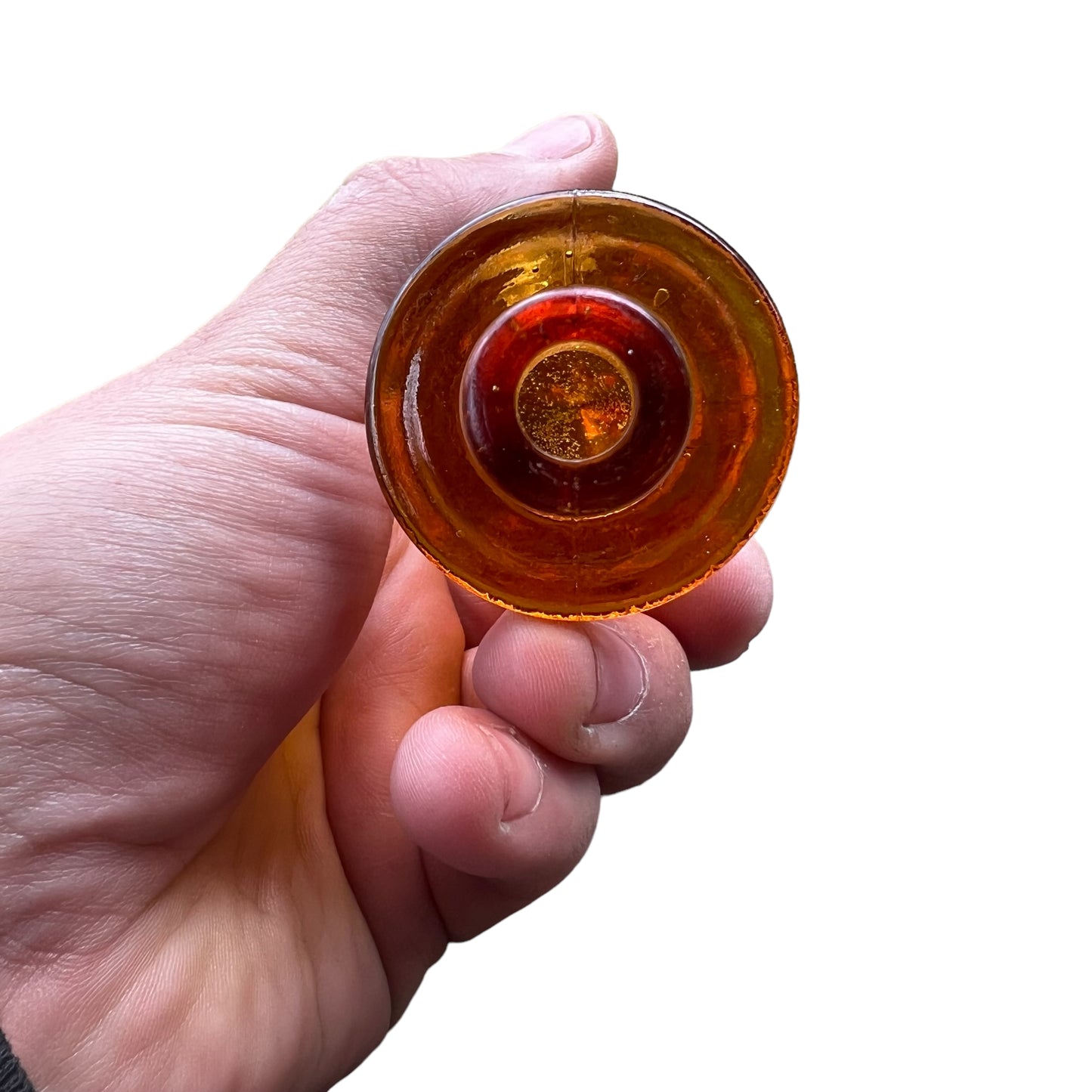 Vintage amber handblown Empoli Glass Genie Bottle Stopper Only