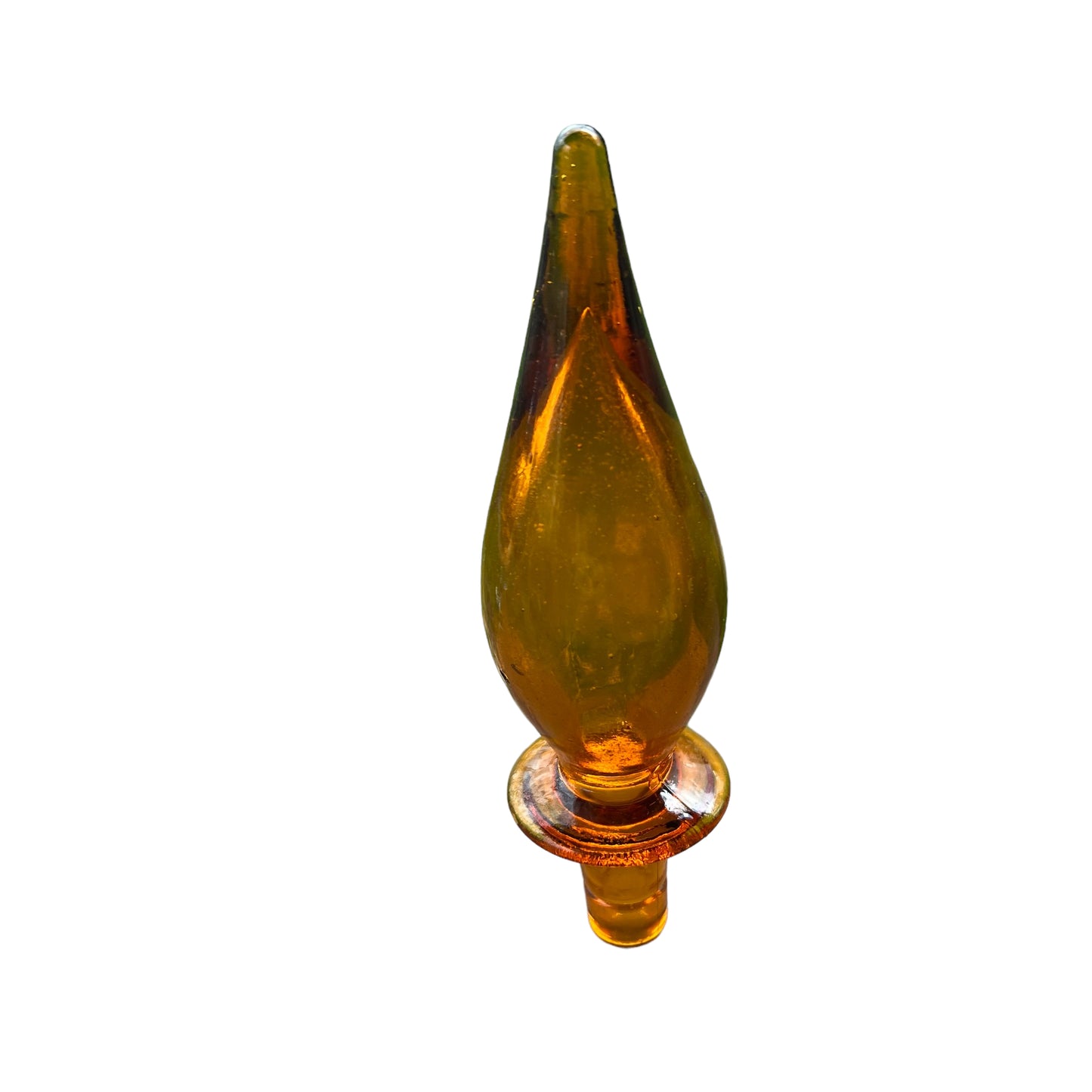 Vintage amber handblown Empoli Glass Genie Bottle Stopper Only