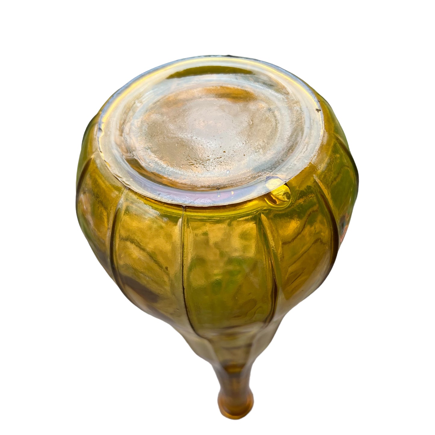 Amber Glass Empoli Genie Bottle Vintage Decanter 22” c.1960s-1970s w/stopper