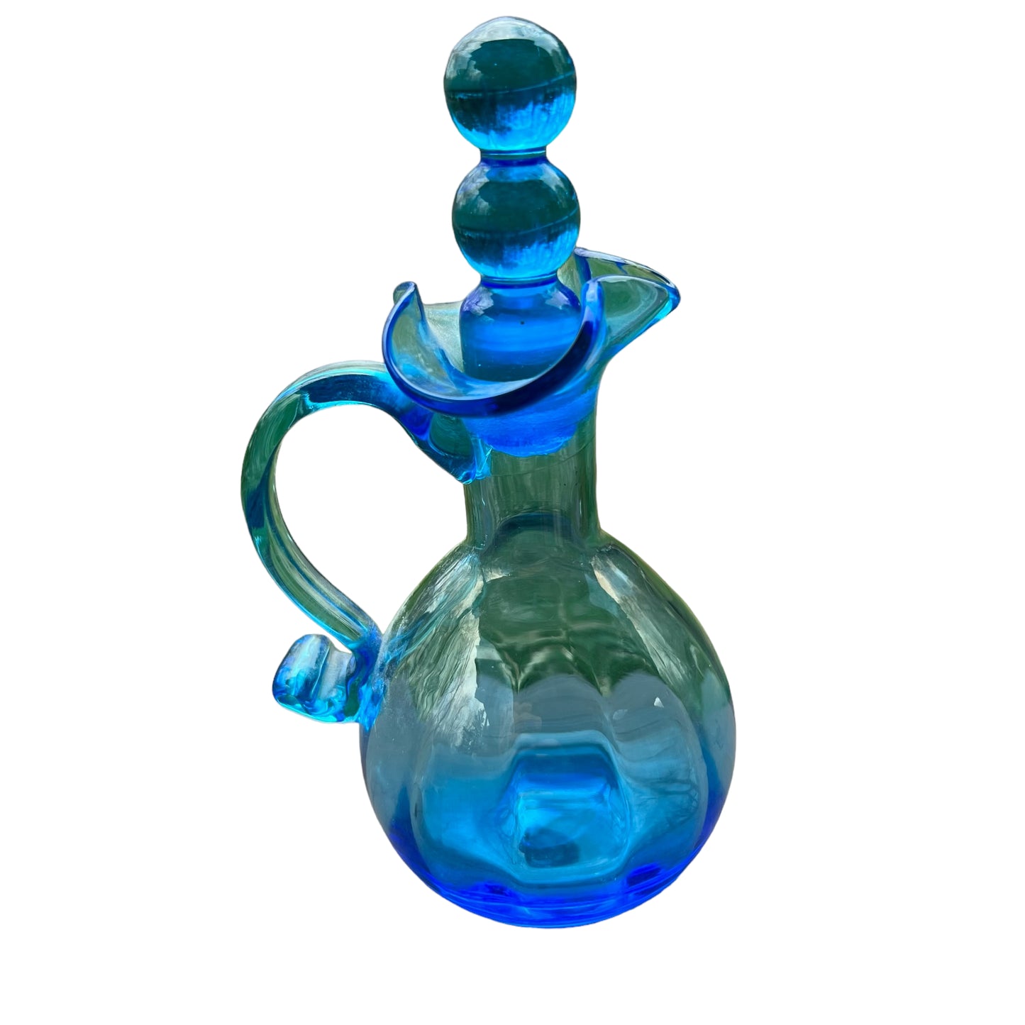 Beautiful Blue Art Glass Perfume Bottle or Cruet Stopper